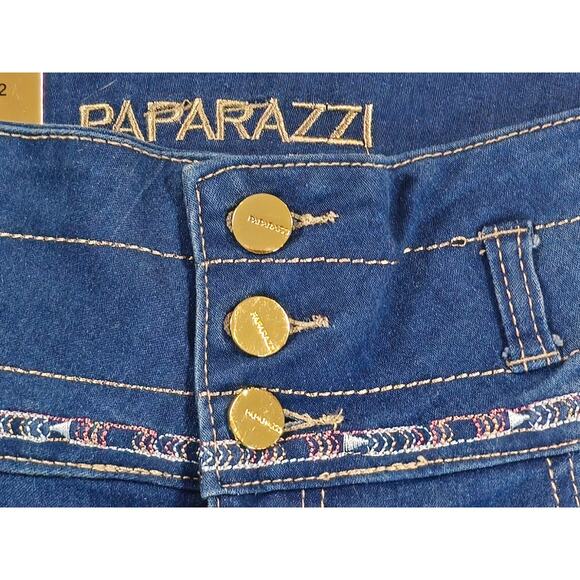NWT Paparazzi Women's Jeans Size J11 High Rise Skinny Dark Wash Distressed Bling - Picture 6 of 11